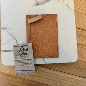 Global Color Tan Leather Passport Holder